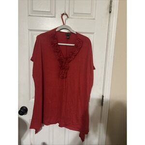 New Directions Blouse EUC . Ruffle Collar Shark Bite Hem 2X